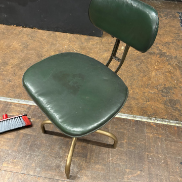 Chair, Swivel Chair, Green Leather